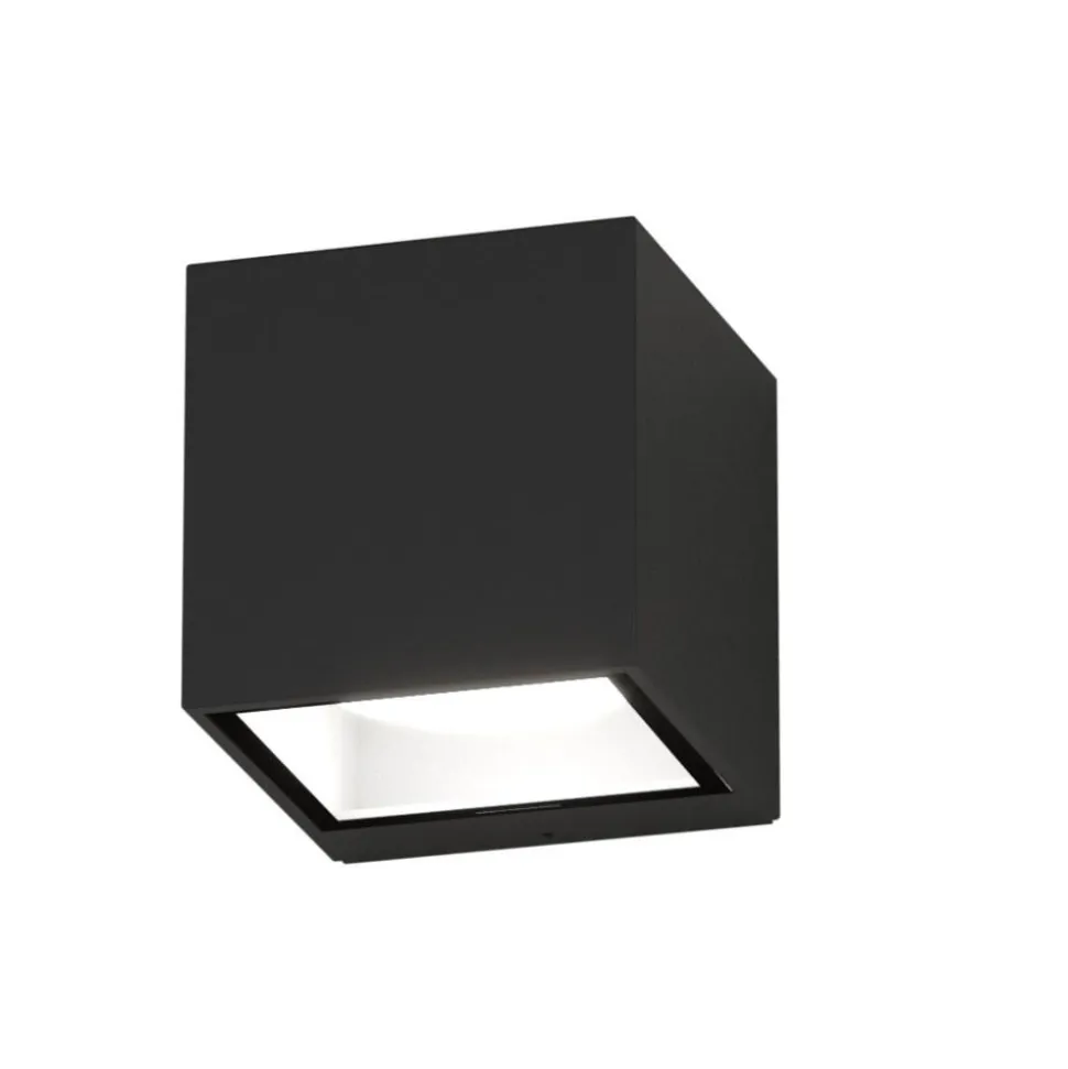 Top light spa applique da esterno nera cubo moderno biemissione luce ip54