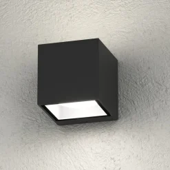 Top light spa applique da esterno nera cubo moderno biemissione luce ip54