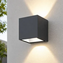 Top light spa applique per esterno cubo antracite biemissione luce ip54