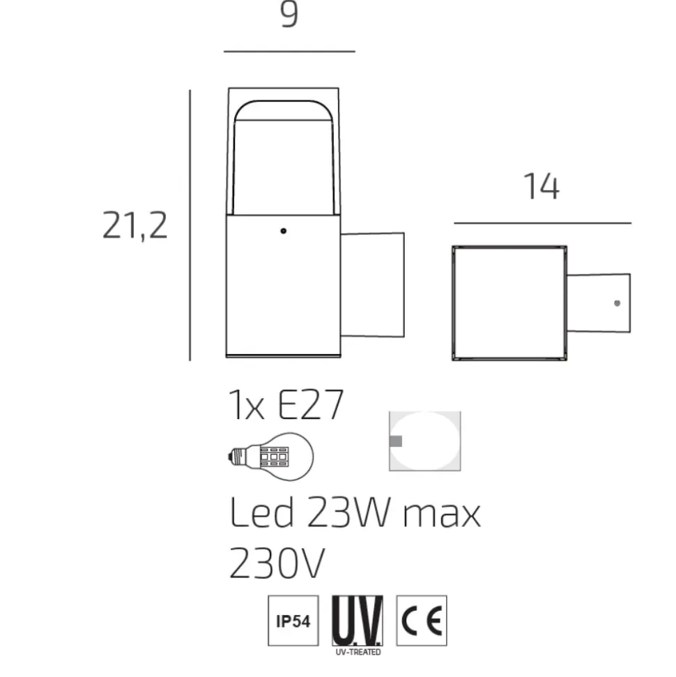 Top light york applique da esterno moderna antracite ip54