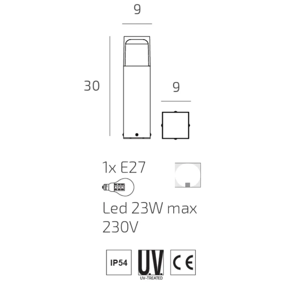 Top light york lampioncino basso da giardino corten ip54