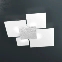 Toplight upgrade plafoniera vetro bianco foglia argento