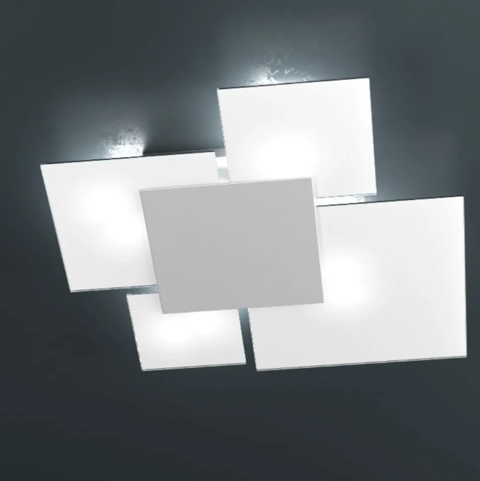Toplight upgrade plafoniera moderna vetro grigio design quadrata