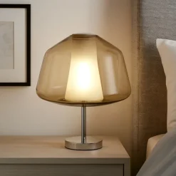 Toplight abat-jour da comodino vetro ambra cromo design moderna