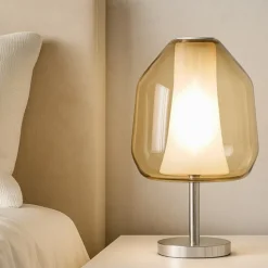 Top light abat-jour per camera da letto moderna vetro ambra