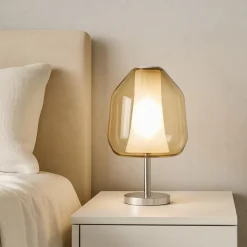 Top light abat-jour per camera da letto moderna vetro ambra
