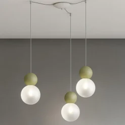 Top light cottage lampadario verde da cucina luci decentrate sfere vetro bianco