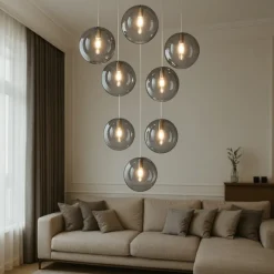 Toplight eclipse lampadario moderno sfere vetro per soggiorno