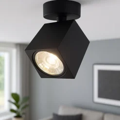 Top light faretto kibo nero da soffitto squadrato gu10 led orientabile