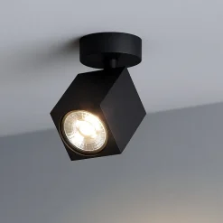 Top light faretto kibo nero da soffitto squadrato gu10 led orientabile