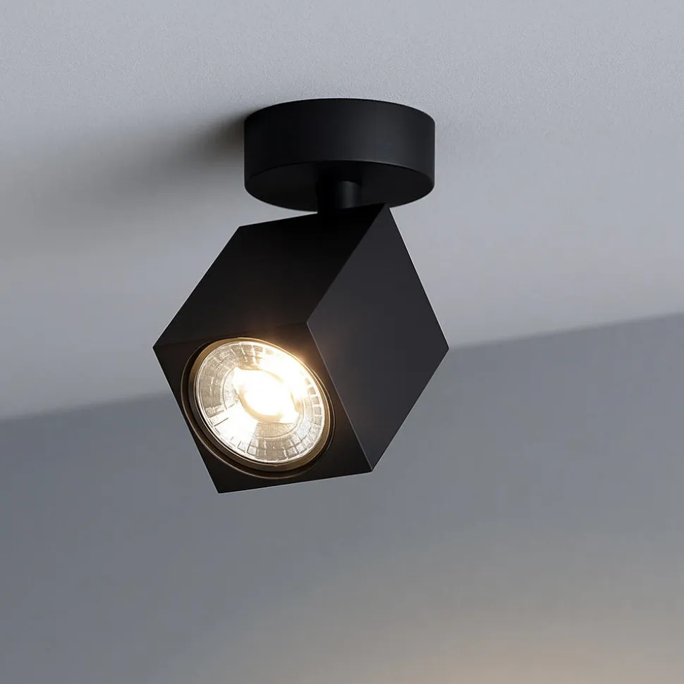 Top light faretto kibo nero da soffitto squadrato gu10 led orientabile