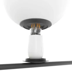 Top light lampada da tavolo holly nera sfera vetro bianco