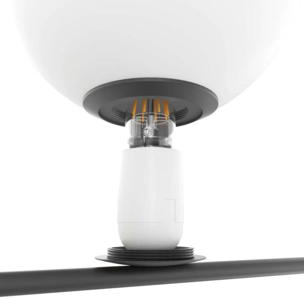 Top light lampada da tavolo holly nera sfera vetro bianco
