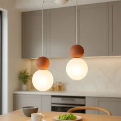 Top light lampadario da cucina cottage due luci decentrate terra rossa