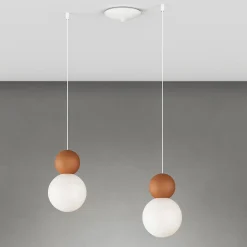 Top light lampadario da cucina cottage due luci decentrate terra rossa