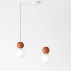 Top light lampadario da cucina cottage due luci decentrate terra rossa