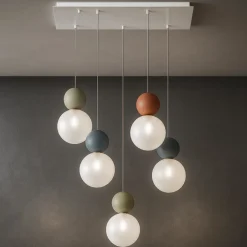 Top light lampadario da cucina cottage multicolor 5 luci
