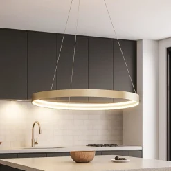 Top light lampadario da cucina malika anello oro champagne led 56w cct