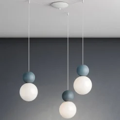 Top light lampadario 3 luci cottage decentrate sfere blu