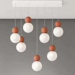 Top light lampadario moderno cottage 7 luci terra rossa