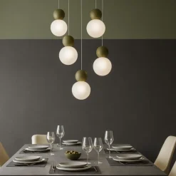 Top light lampadario moderno cottage 5 luci sfere verdi