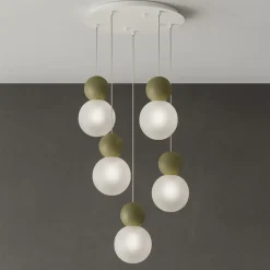 Top light lampadario moderno cottage 5 luci sfere verdi