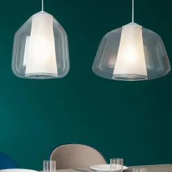 Top light lampadario moderno bianco per soggiorno due vetri trasparenti