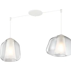 Top light lampadario moderno bianco per soggiorno due vetri trasparenti