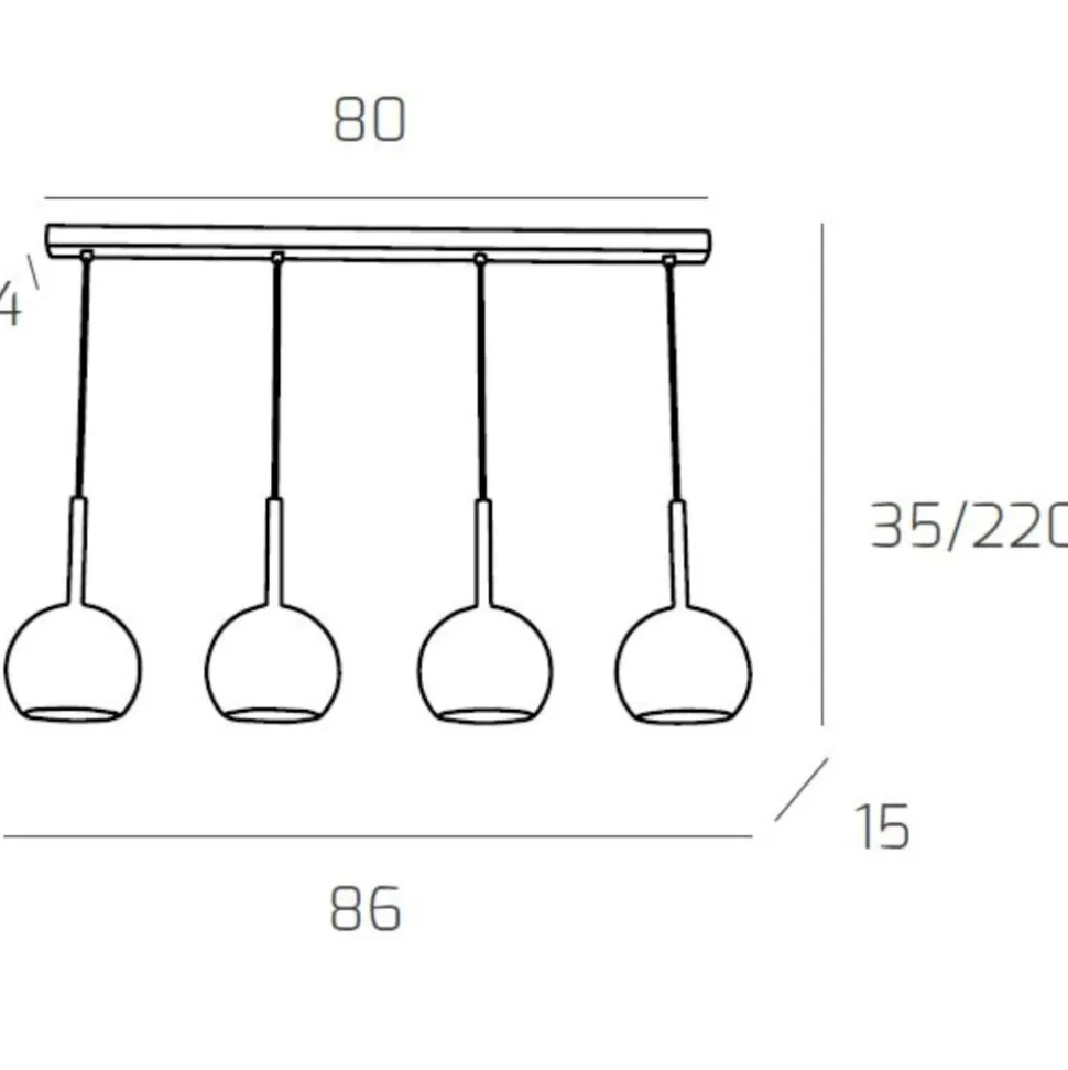 Top light lampadario per cucina vetri trasparenti
