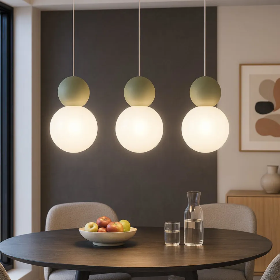 Top light lampadario per tavolo cucina cucina cottage 3 luci sfere verdi