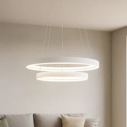 Top light malika lampadario moderno bianco design doppio anello led 70w cct
