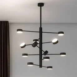 Top light octopus lampadario nero moderno 12 luci orientabili per soggiorno