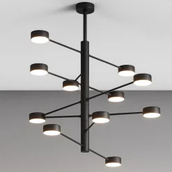 Top light octopus lampadario nero moderno 12 luci orientabili per soggiorno