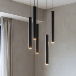Top light round tube lampadario moderno cilindri nero