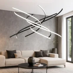 Tornado top light lampadario moderno 69w 3000k nero per soggiorno