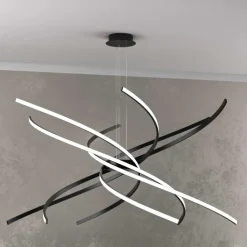 Tornado top light lampadario moderno 69w 3000k nero per soggiorno