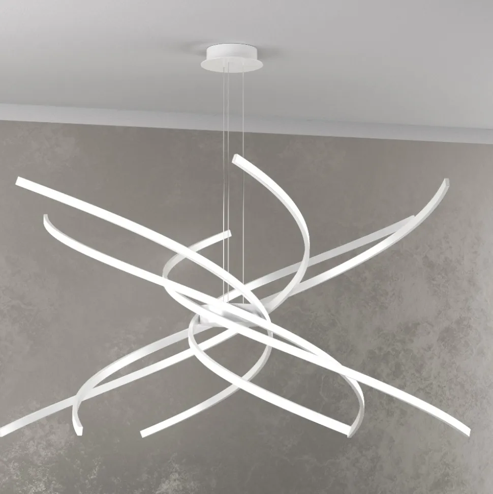 Tornado toplight lampadario moderno bianco led 88w 4000k