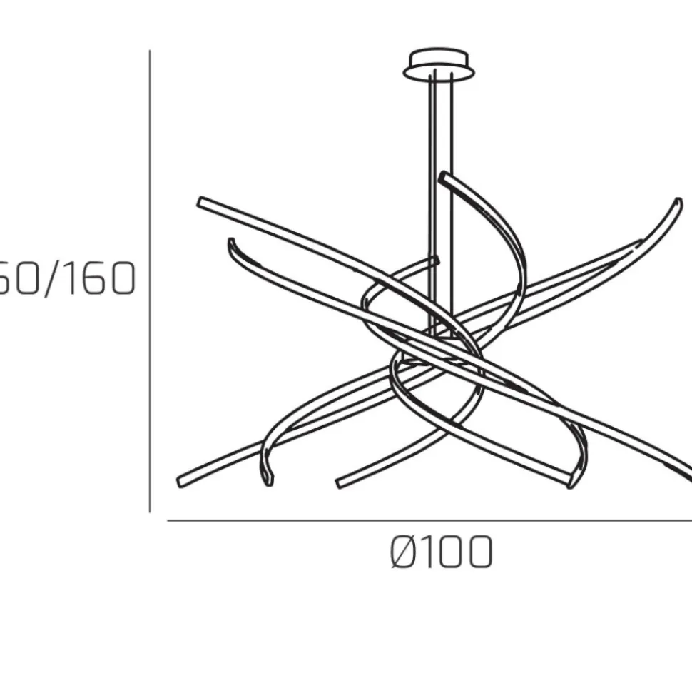Tornado toplight lampadario moderno bianco led 88w 4000k