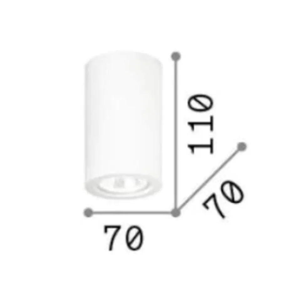 Tower pl1 round ideal lux faretto bianco cilindro