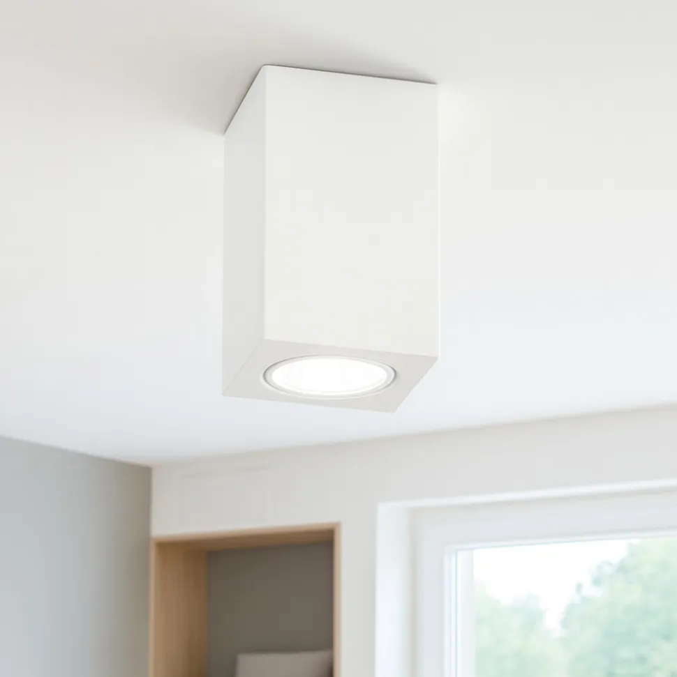 Tower pl1 square ideal lux faretto da soffitto squadrato gesso bianco
