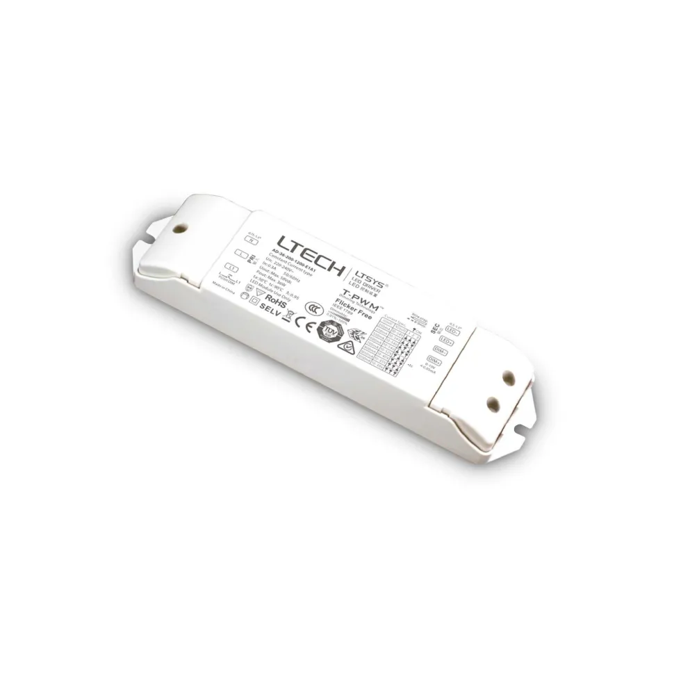 Trasformatore 36w dimmerabile dali push per strip led 24v ip20 ideal lux