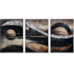Trittico di quadri moderni in resina decorata 150x70 per soggiorno