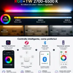 Turcona eglo plafoniera led 15w smart rgb dimmerabile 2700k-6500k controllo remoto app