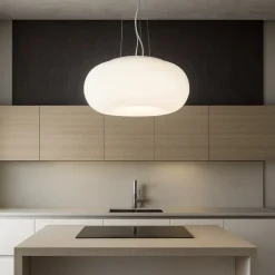 Ulisse sp3 d42 ideal lux lampadario da cucina vetro bianco