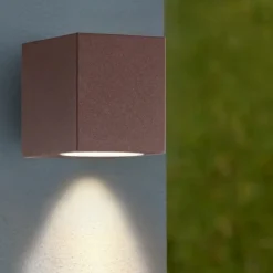 Up ap1 ideal lux applique da esterno marrone cubo corten