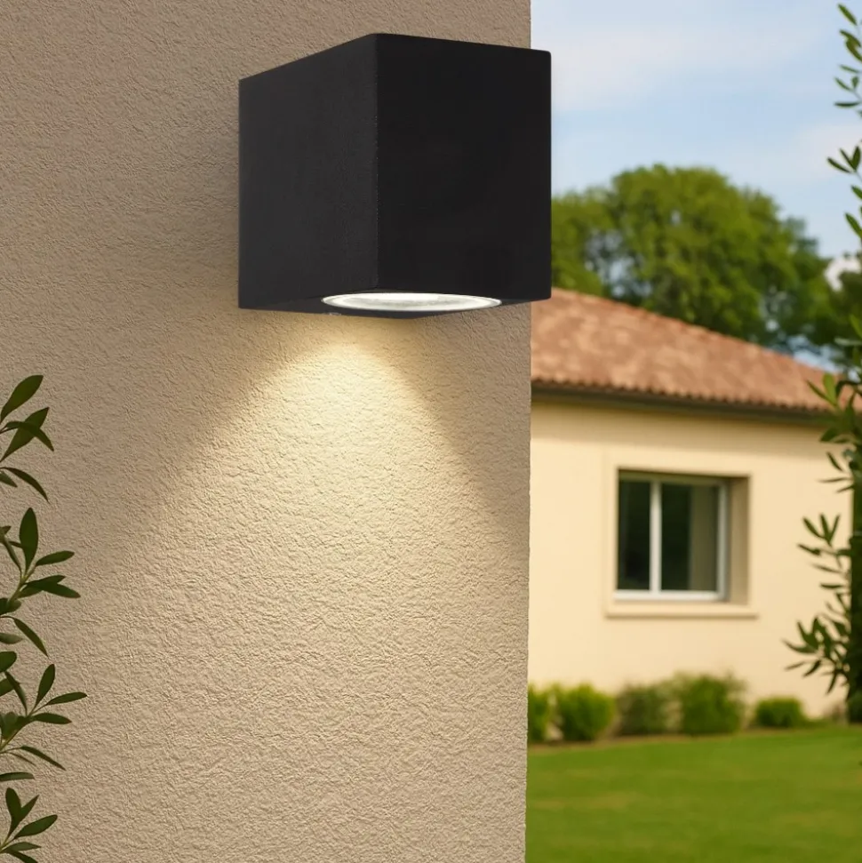 Up ap1 ideal lux applique da esterno ip44 cubo nero luce mono emissione