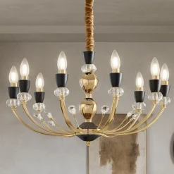 Vanity sp8 ideal lux lampadario oro e nero cristalli molati