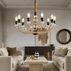 Vanity sp8 ideal lux lampadario oro e nero cristalli molati