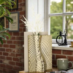 Vaso design soprammobile nocciola h30cm oro bongelli preziosi