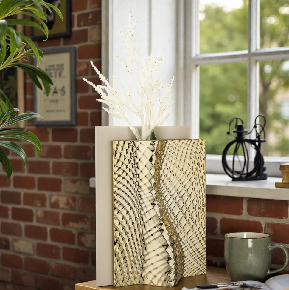Vaso design soprammobile nocciola h30cm oro bongelli preziosi
